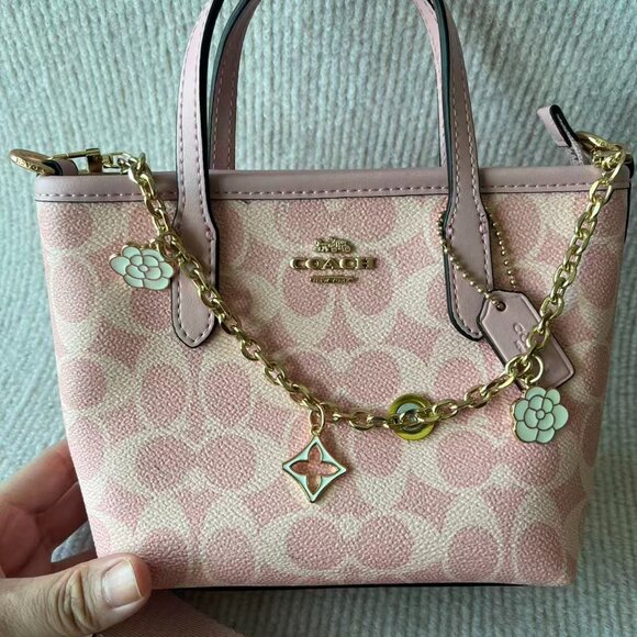 Women's Cowhide Shoulder Bag coach bag pink 16*16 - Picture 2 of 9